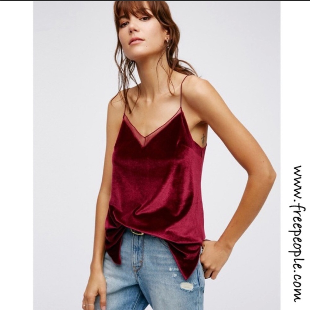 Free People Intimately Red Velvet Camisole